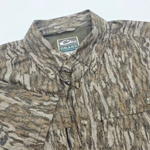 Drake Waterfowl Mossy Oak Bottomland Camo Short Sleeve Shirt Mens Small Vented